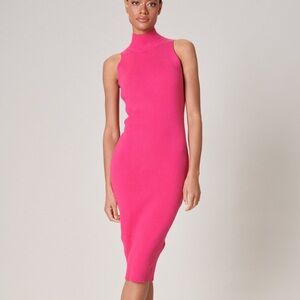 Sugarlips Pink Halter Bodycon Midi Dress